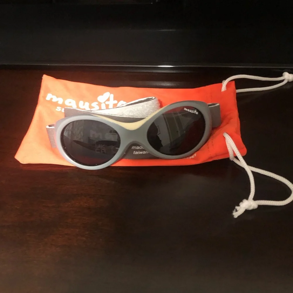 Mausito infant baby wrap around silver grey sunglasses